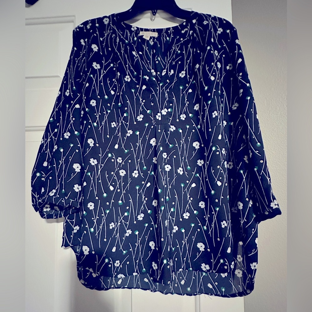 Women's Navy Floral Tunic Top